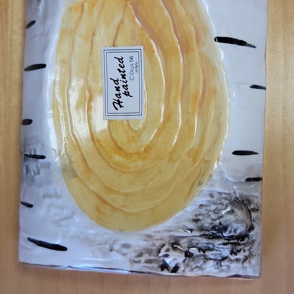 Vintage Dept 56 Birch Bark Log Ceramic Spoon Rest - Picture 3 of 5